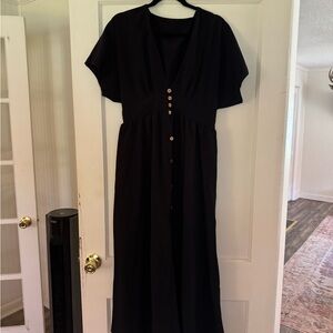 Elegant Black Button-Down Dress